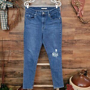 Levi's Jeans Size 31 Skinny 721 High Rise Ripped Medium Light Wash Denim